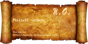 Maindl Ormos névjegykártya